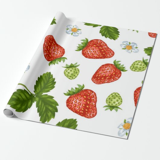 Papier Cadeau Motif de fraises (Déroulé)