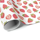 Papier Cadeau Motif de fraises d'été (Coin rond)