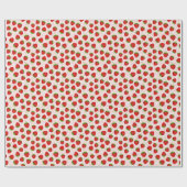 Papier Cadeau Motif de fraises et de points rouges (Plat)