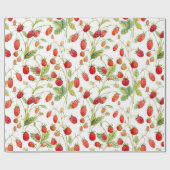 Papier Cadeau Motif de fraises sauvages Aquarelle (Plat)