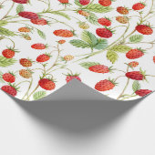 Papier Cadeau Motif de fraises sauvages Aquarelle (Coin)
