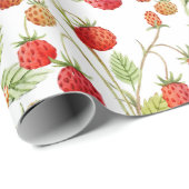Papier Cadeau Motif de fraises sauvages Aquarelle (Coin rond)