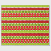 Papier Cadeau Motif De Frappes Chevron Rouge Et Vert Noël (Plat)