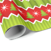 Papier Cadeau Motif De Frappes Chevron Rouge Et Vert Noël (Coin rond)