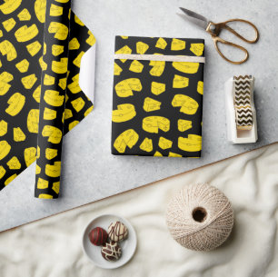 Papier Cadeau Motif de fromage jaune
