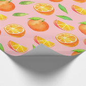 Papier Cadeau Motif de fruit d'oranges, agrume d'aquarelle (Coin)