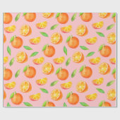 Papier Cadeau Motif de fruit d'oranges, agrume d'aquarelle (Plat)