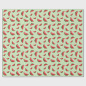 Papier Cadeau Motif de fruit pastèque sur fond vert (Plat)