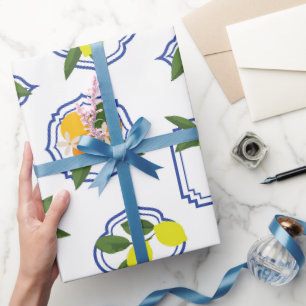 Papier Cadeau Motif de fruits d'agrumes méditerranéens