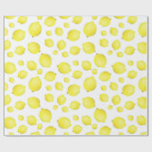 Papier Cadeau Motif de fruits de citron jaune blanc (Plat)