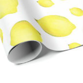 Papier Cadeau Motif de fruits de citron jaune blanc (Coin rond)
