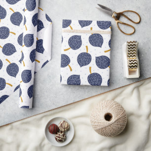 Papier Cadeau Motif de fruits de la bombe Abstraite bleue marine