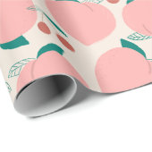 Papier Cadeau Motif de fruits de pêches et cerises rouges (Coin rond)