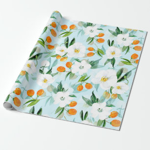 Papier Cadeau Motif de fruits d'été de l'orchidée de Kumquat sur