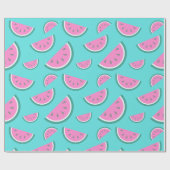 Papier Cadeau Motif de fruits d'été de pastèque en turquoise (Plat)