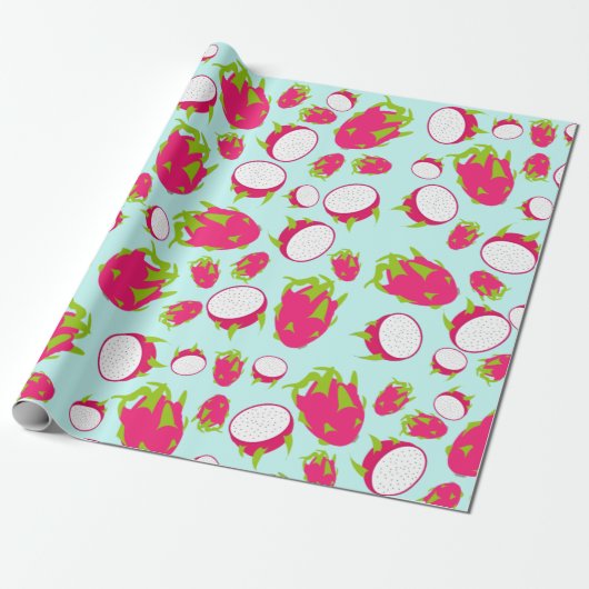 Papier Cadeau Motif de fruits dragon (Déroulé)