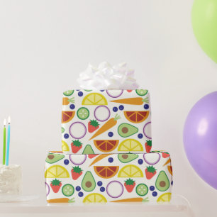 Papier Cadeau Motif de fruits et légumes modernes