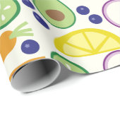 Papier Cadeau Motif de fruits et légumes modernes (Coin rond)