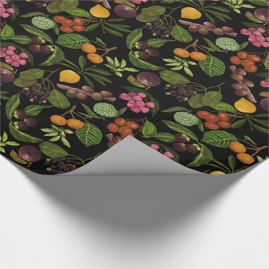 Papier Cadeau Motif de fruits exotiques tropicaux peints à la ma (Coin)