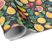 Papier Cadeau Motif de fruits frais coloré (Coin rond)