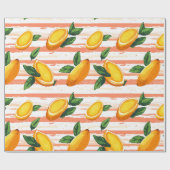 Papier Cadeau Motif de fruits Mango avec Feuilles verts (Plat)