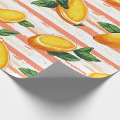 Papier Cadeau Motif de fruits Mango avec Feuilles verts (Coin)