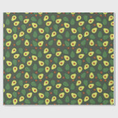 Papier Cadeau Motif de fruits moderne vert foncé jaune Avocado (Plat)