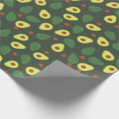 Papier Cadeau Motif de fruits moderne vert foncé jaune Avocado (Coin)
