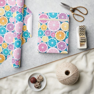 Papier Cadeau Motif de fruits Pastel Citrus