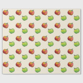 Papier Cadeau Motif de fruits rouges et verts à la pomme (Plat)