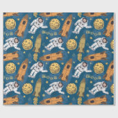 Papier Cadeau Motif de fusée astrologique du singe spatial (Plat)