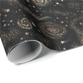 Papier Cadeau Motif de galaxie Gold Star Constellation (Coin rond)