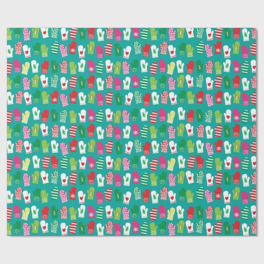 Papier Cadeau Motif de gants de cuisine de Noël (Plat)