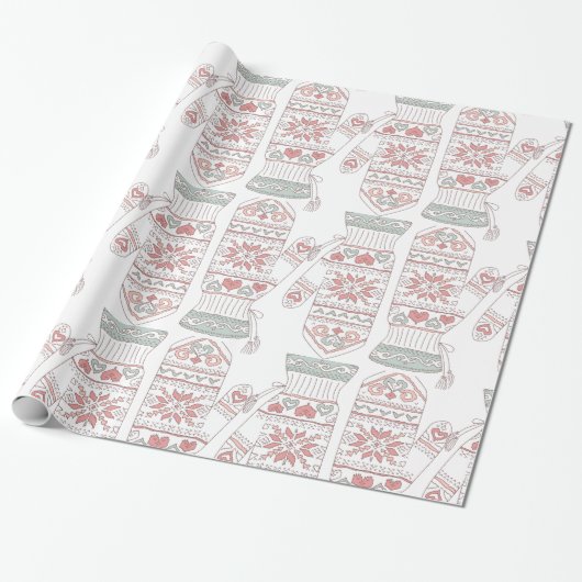 Papier Cadeau Motif de gants de Noël confits (Déroulé)