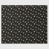 Papier Cadeau Motif de gâteau d'anniversaire Black & Gold Star (Plat)