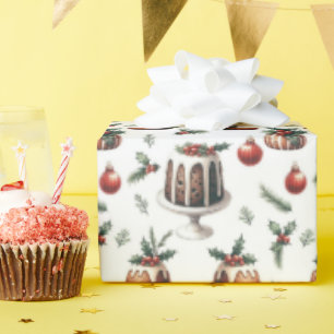 Papier Cadeau Motif de gâteau de Noël