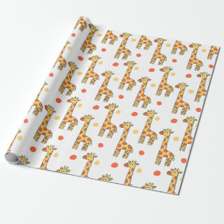 Papier Cadeau Motif de girafe mignon jaune impression d'animal d