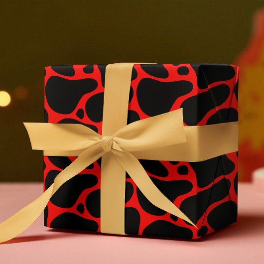 Papier Cadeau Motif de girafe rouge et noire