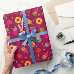 Papier Cadeau Motif de glace coloré magenta pour l'été