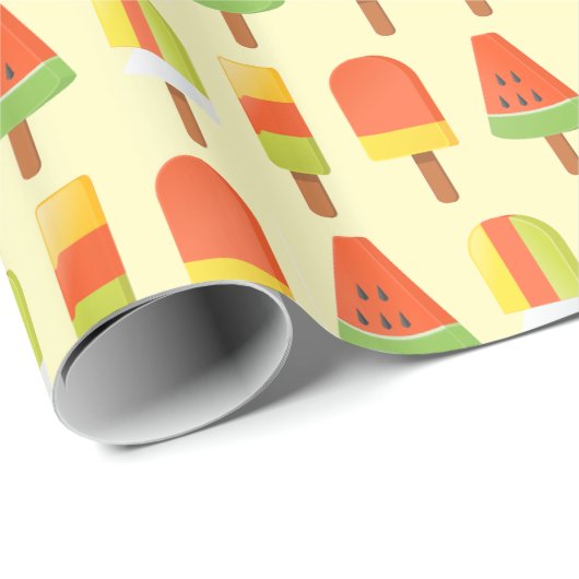 Papier Cadeau Motif de glaces d'été (Coin rond)