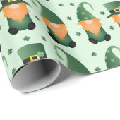 Papier Cadeau Motif de gnome pour la Saint-Patrick (Coin rond)