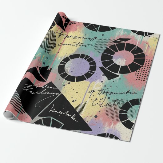 Papier Cadeau Motif de graffiti urbain coloré (10) (Déroulé)