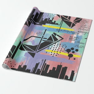 Papier Cadeau Motif de graffiti urbain coloré (11)