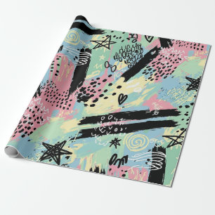 Papier Cadeau Motif de graffiti urbain coloré (12)