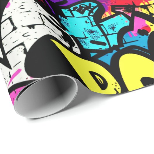 Papier Cadeau Motif de graffitis de bande dessinée (Coin rond)