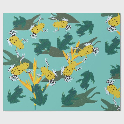 Papier Cadeau Motif de grenouilles exotiques (Plat)
