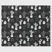 Papier Cadeau Motif de gribouillis noir et blanc (Plat)