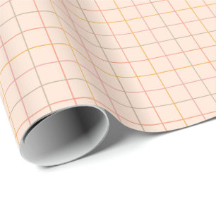 Papier Cadeau Motif de grille plaid jaune Peach Sage
