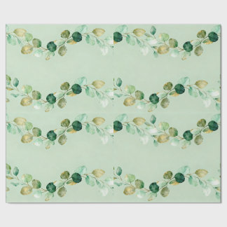 Papier Cadeau Motif de guirlande d'eucalyptus à l'aquarelle