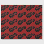 Papier Cadeau Motif de guitare Red Rock et Roll (Plat)